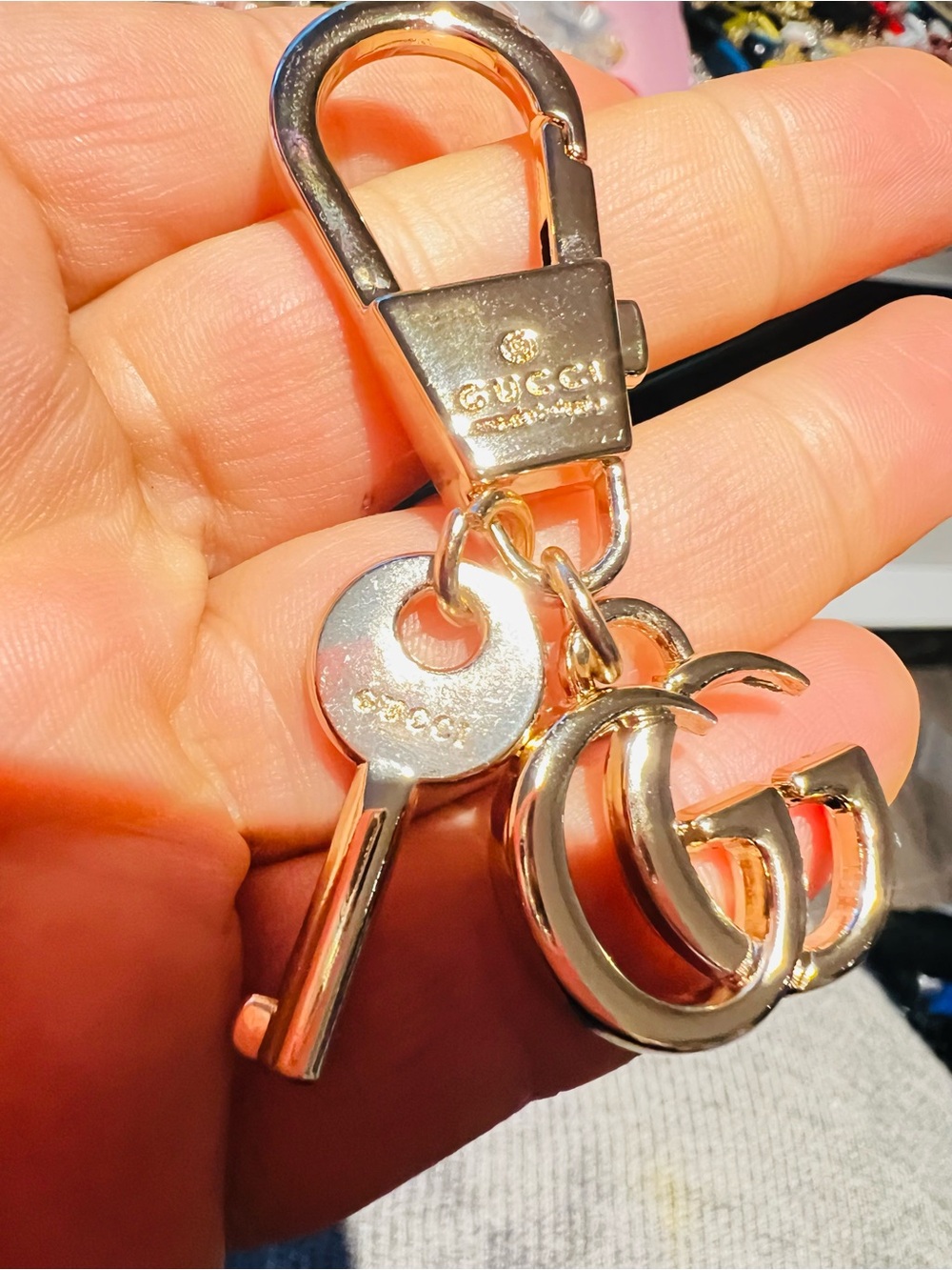 Unbranded Gold Tone Double G Keychain Charm keybag